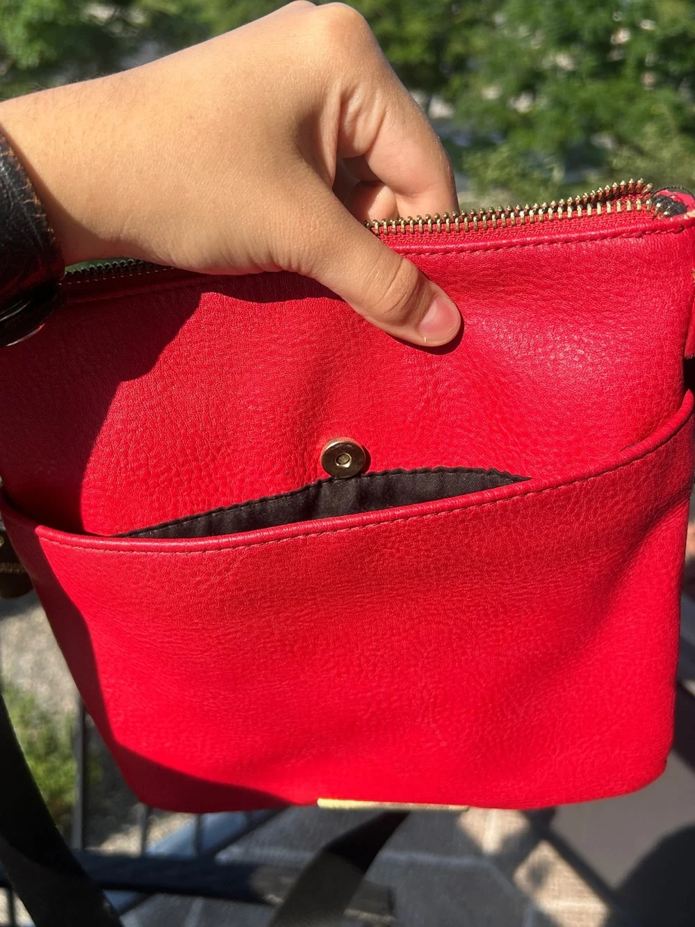 Steve Madden Red Leather Crossbody with Gold Charm